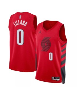Men's Portland Trail Blazers Damian Lillard #0 Jordan Red 22/23 Swingman Jersey - Statement Edition