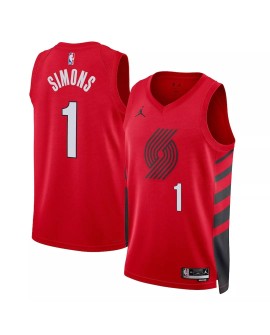 Men's Portland Trail Blazers Anfernee Simons #1 Jordan Red 22/23 Swingman Jersey - Statement Edition