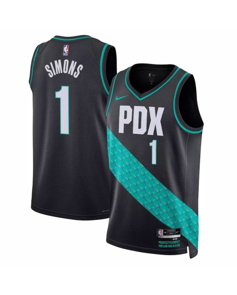 Men's Portland Trail Blazers Anfernee Simons #1 Nike Black 22/23 Swingman Jersey - City Edition