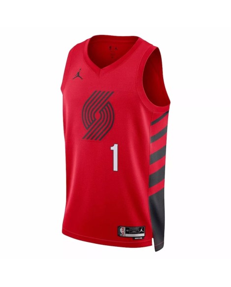 Men's Portland Trail Blazers Anfernee Simons #1 Jordan Red 22/23 Swingman Jersey - Statement Edition