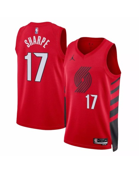 Men's Portland Trail Blazers Shaedon Sharpe #17 Jordan Red 2022/23 Swingman Jersey - Statement Edition