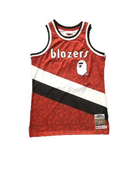 BAPE x Mitchell & Ness Blazers ABC Red Basketball Swingman Jersey