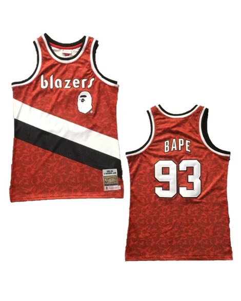 BAPE x Mitchell & Ness Blazers ABC Red Basketball Swingman Jersey
