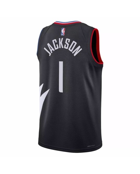 Men's LA Clippers Reggie Jackson #1 Jordan Brand Black 2022/23 Swingman Jersey - Statement Edition
