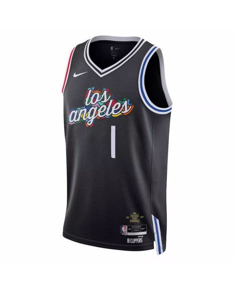 Men's LA Clippers Reggie Jackson #1 Nike Black 2022/23 Swingman Jersey - City Edition