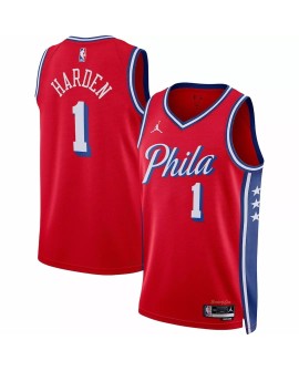 Men's Philadelphia 76ers James Harden #1 Jordan Brand Red 2022/23 Swingman Jersey - Statement Edition