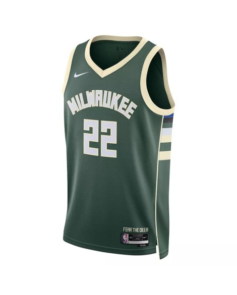 Men's Milwaukee Bucks Khris Middleton #22 Hunter Green 22/23 Swingman Jersey - Icon Edition