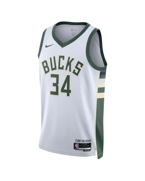 Men's Milwaukee Bucks Giannis Antetokounmpo #34 Nike White 2022/23 Swingman Jersey - Association Edition